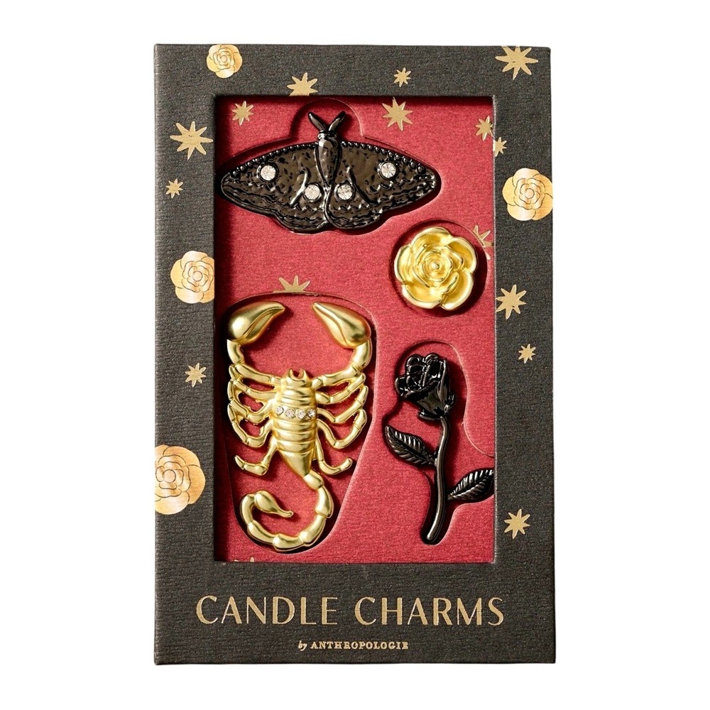 Anthropologie Candle Charms Set of 4 Scorpion Moth Rose Gold Black Celestial NEW